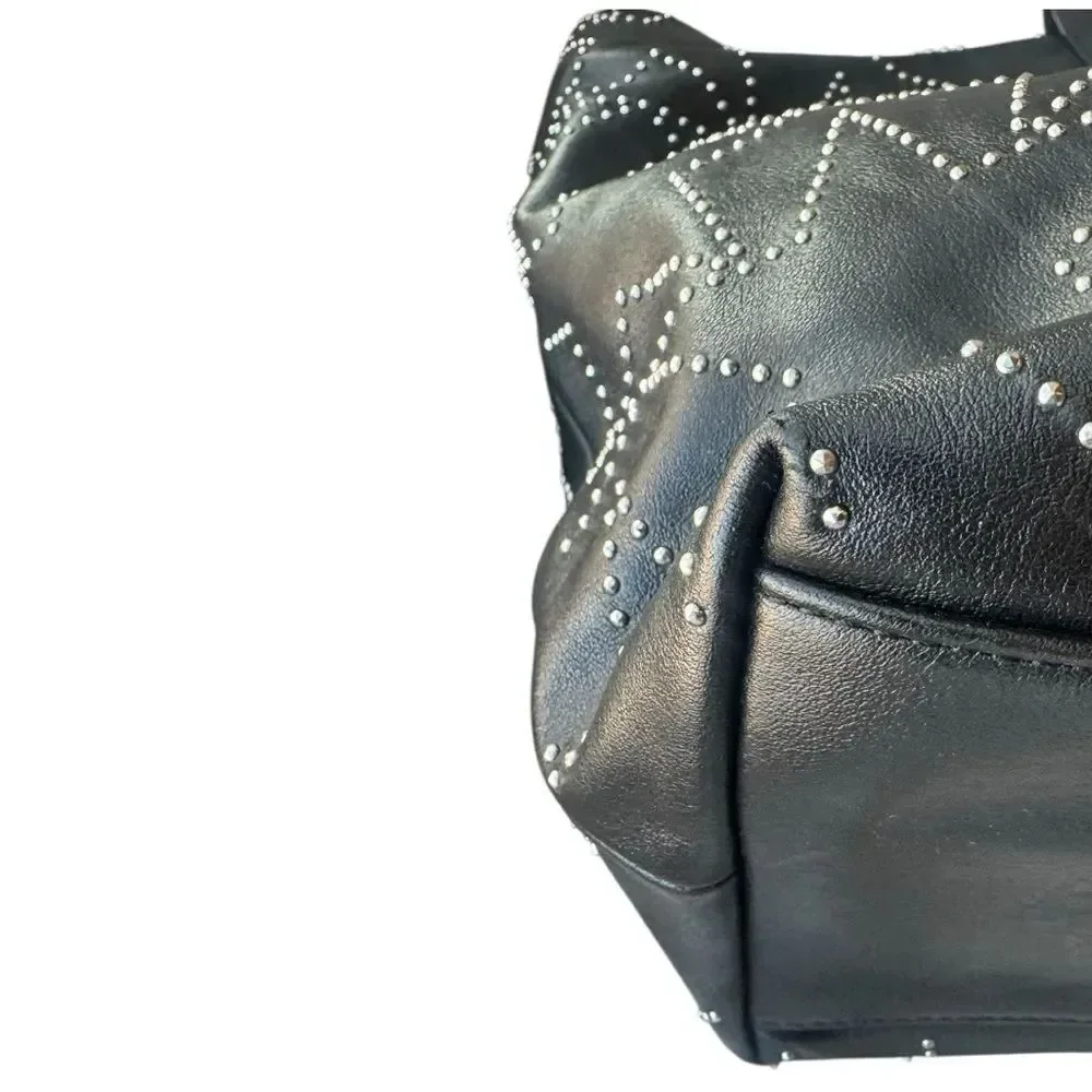 Jimmy Choo Black Leather Star Studded 2way Sofia Tote Bag Auth